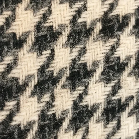 Vintage 60s Wool Dress Houndstooth Check Black & White Classy Midi SeeMeasure - Picture 16 of 16